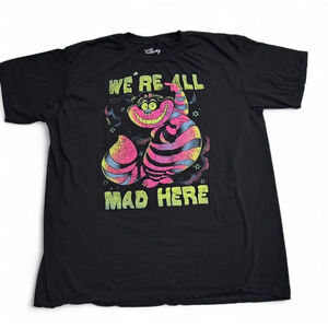 Disney Alice in Wonderland Cheshire Cat black cotton t-shirt Size XL